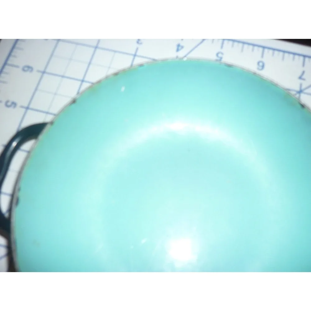 Vintage D Antonio Sizzling Servers Enamel Pan Teal Blue Two Handle Italy MCM